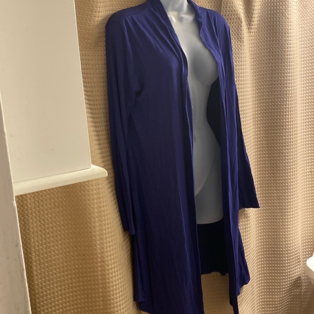 Isaac Liev Boho Cardigan, Extra Long, Royal Blue, Size L - Picture 6 of 10